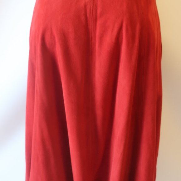 Womens I.Magnin Brick Red Elastic Waist Suede Maxi Skirt S * - Picture 10 of 15